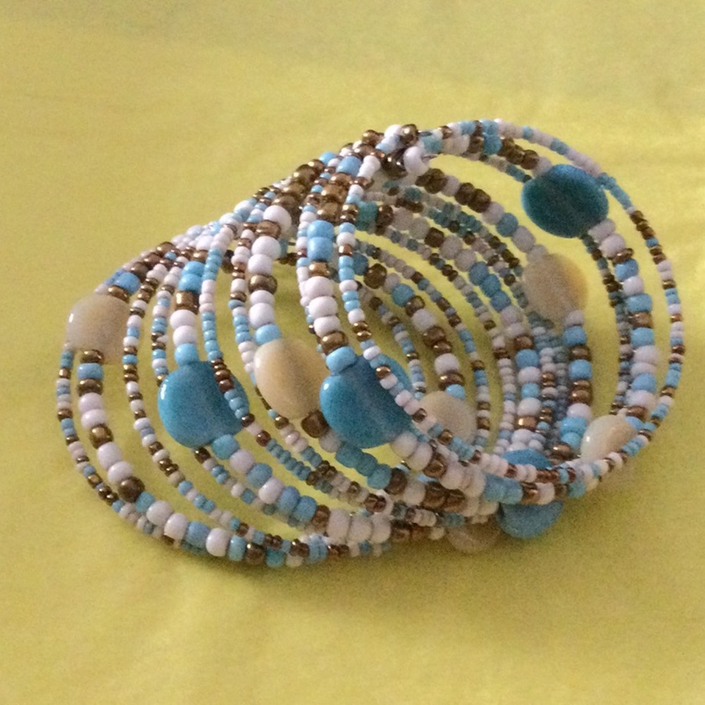 CLEARANCE Blue, Gold, & White Wire Bracelet